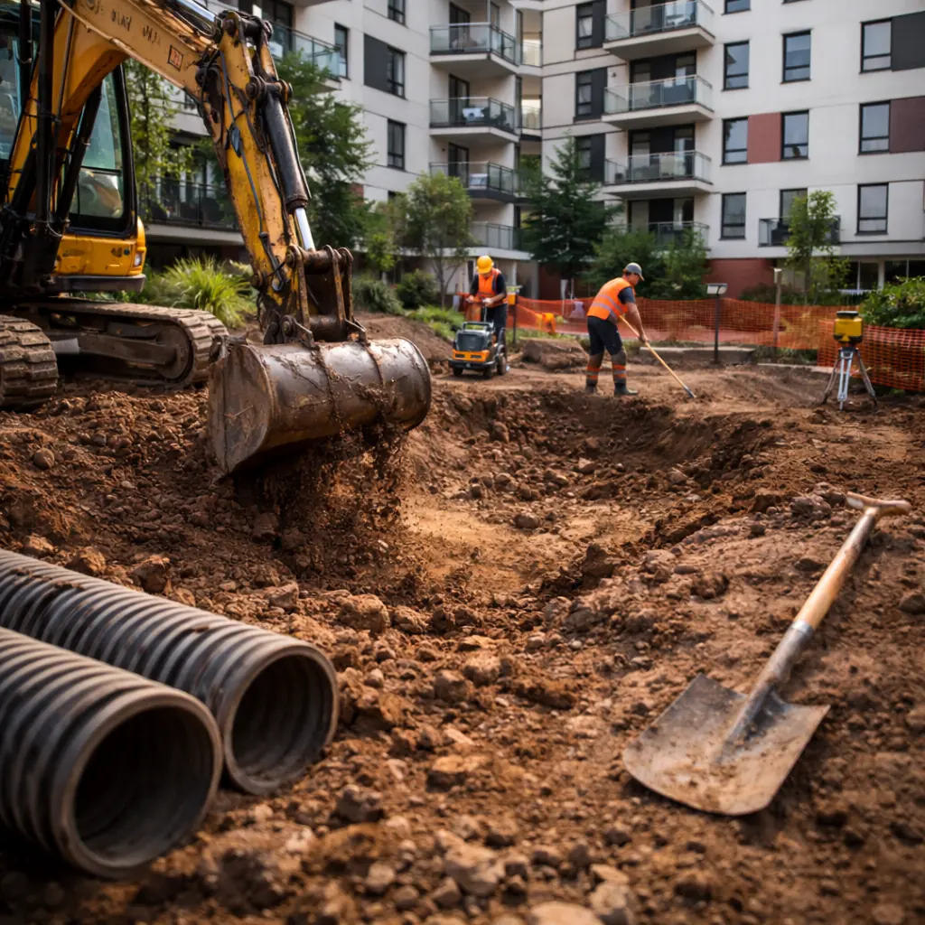 Chantier de terrassement réalisé par SPTP en Seine-Saint-Denis
